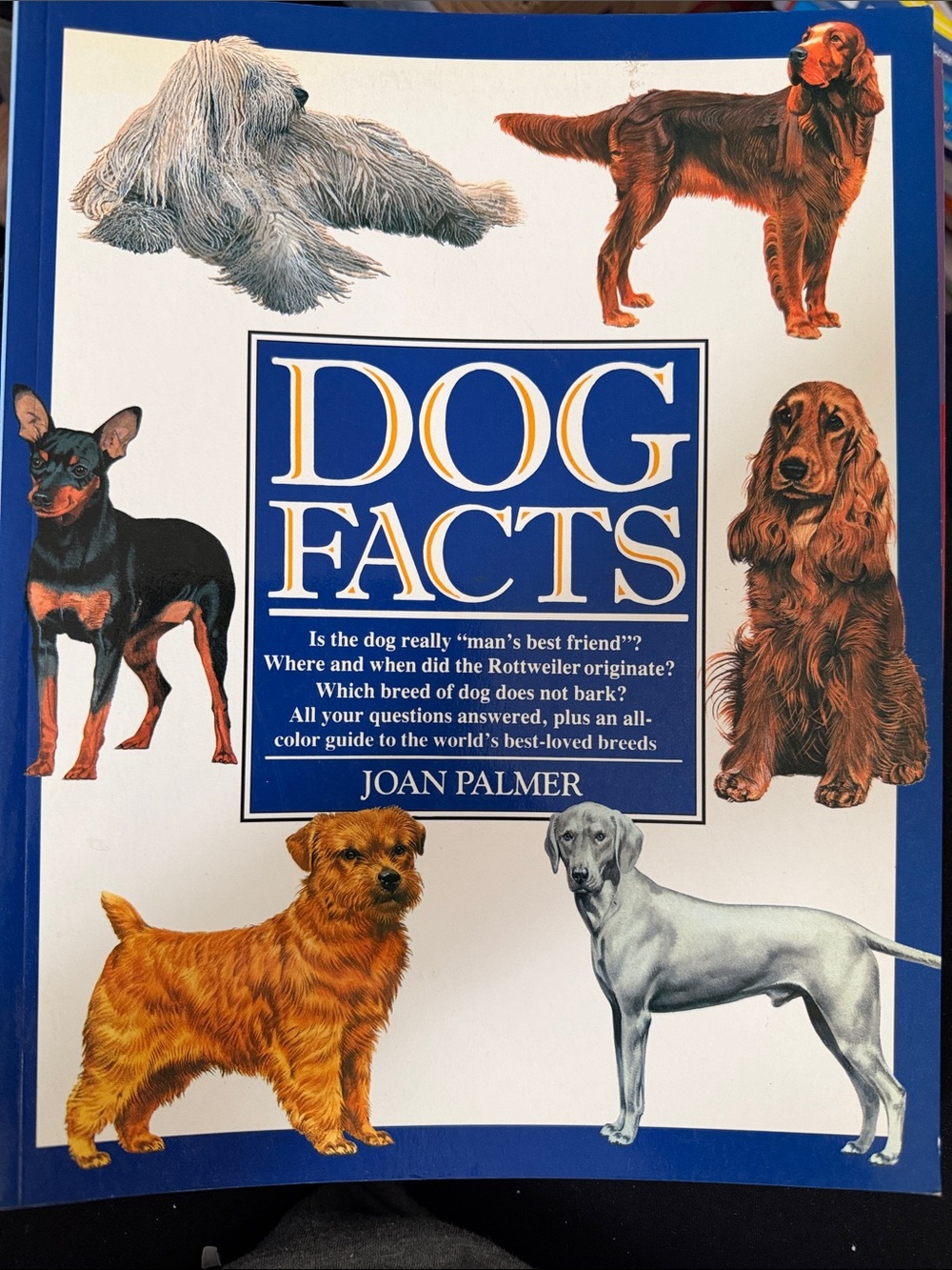 Dog Facts Book by Joan Palmer - Blue and White Cover